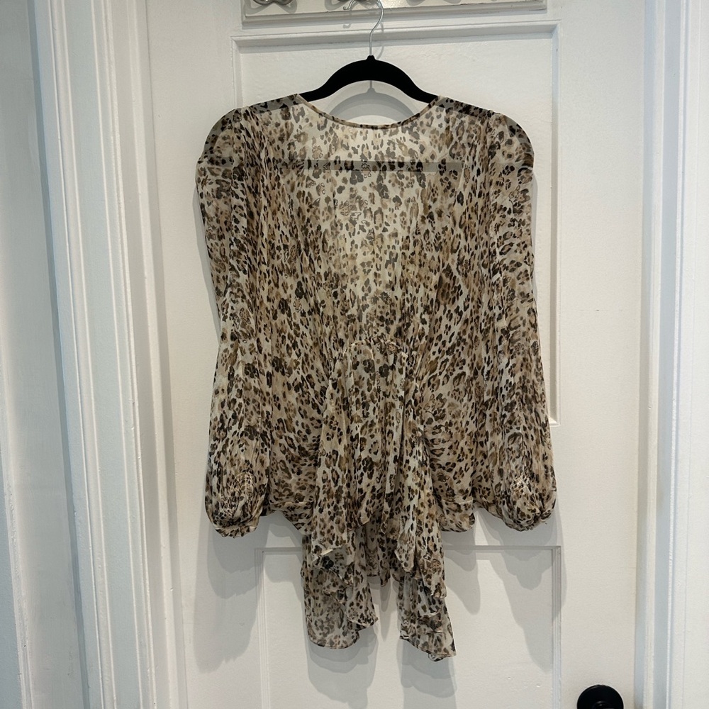 IRO Saggi Silk Leopard Print Chiffon Blouse - size 12